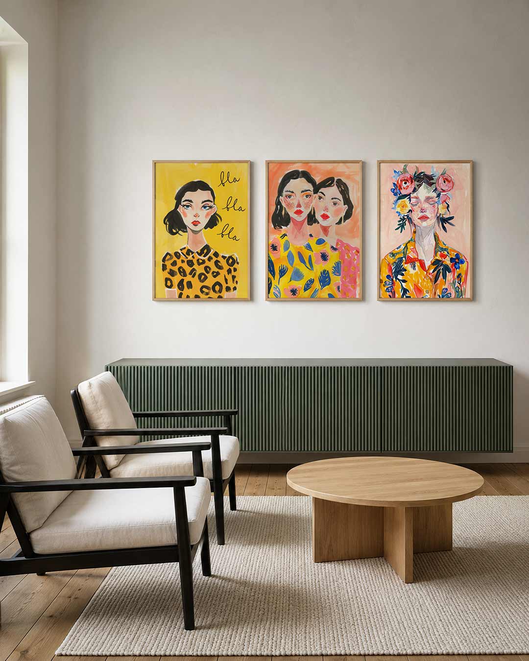 Vrolijke portretuitdrukking Posterset