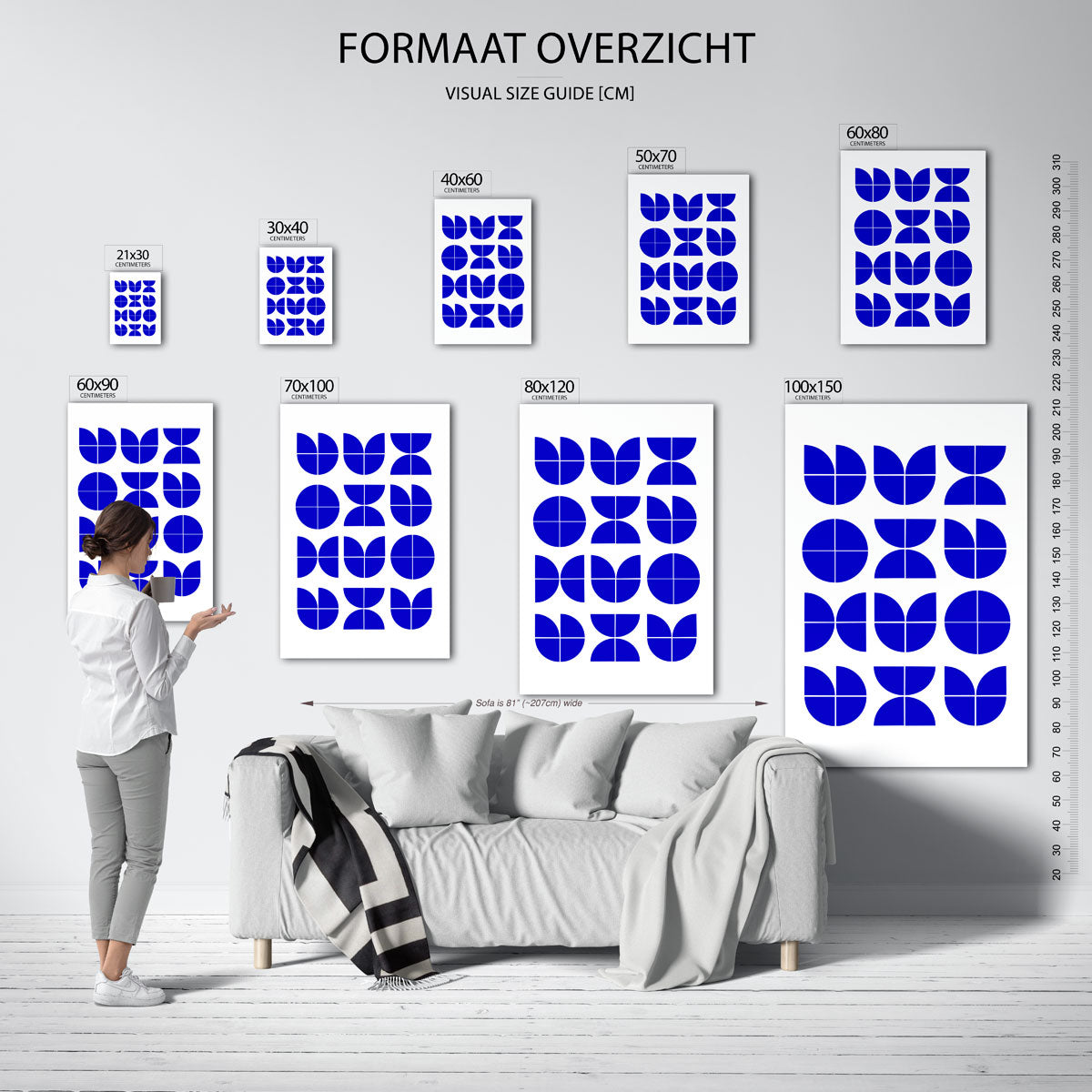 Vormritme blauw Poster