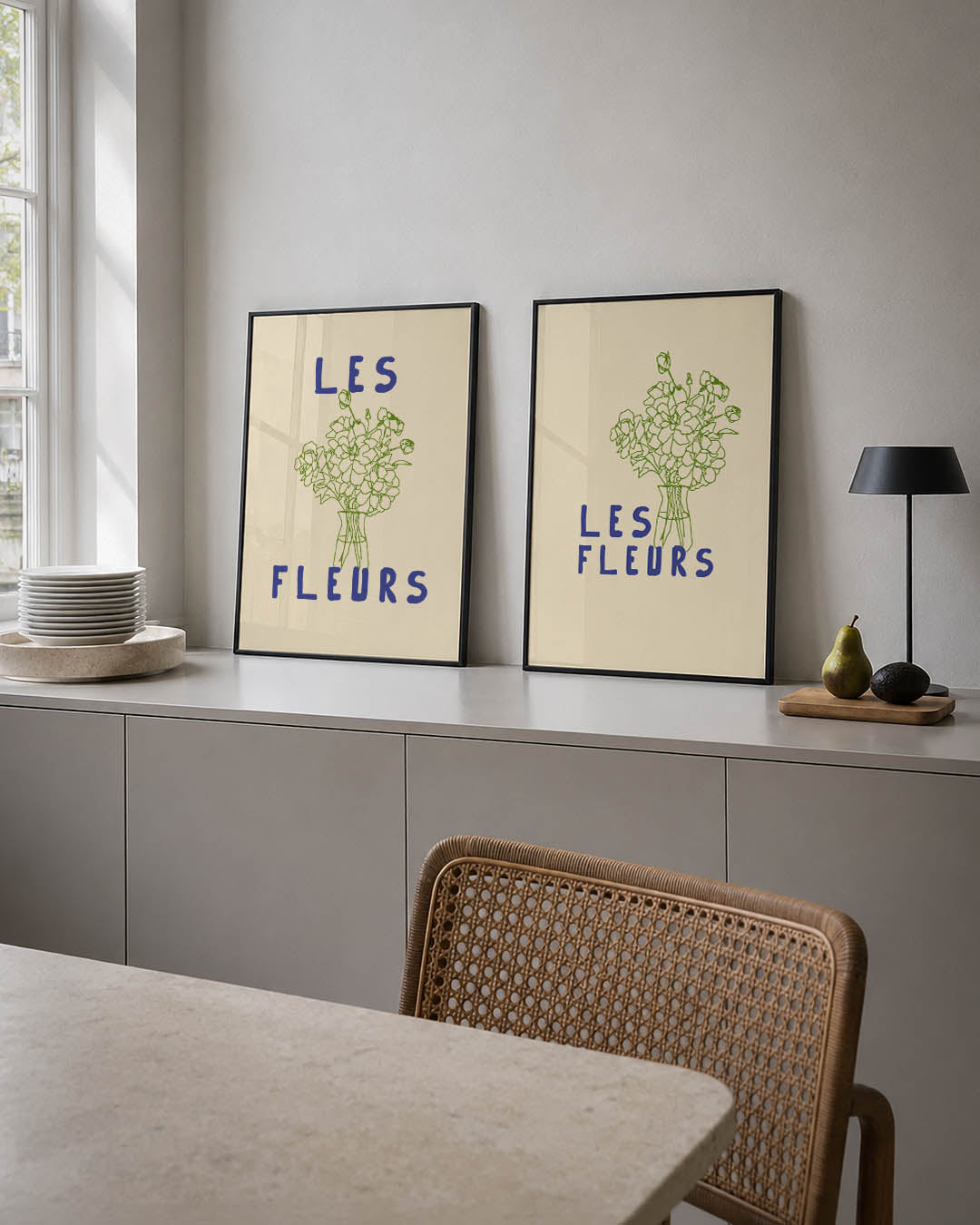 Bloemrijke lijnenspel Posterset