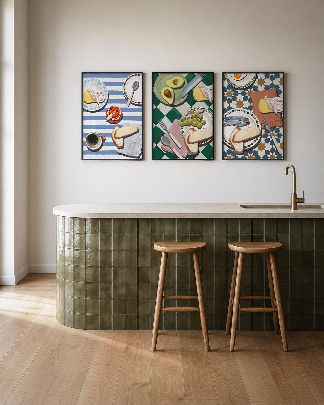 Ontbijt en strepen Posterset