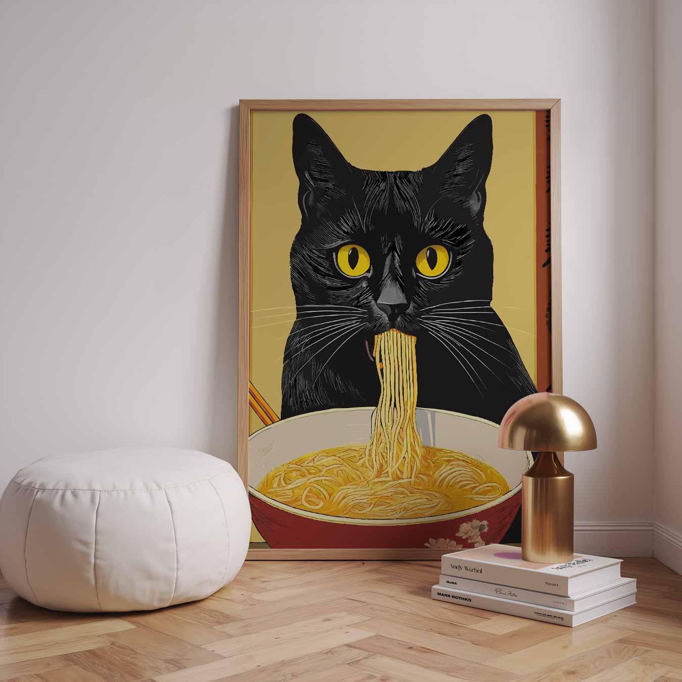 Kat met Noodles Poster-WallArtistic