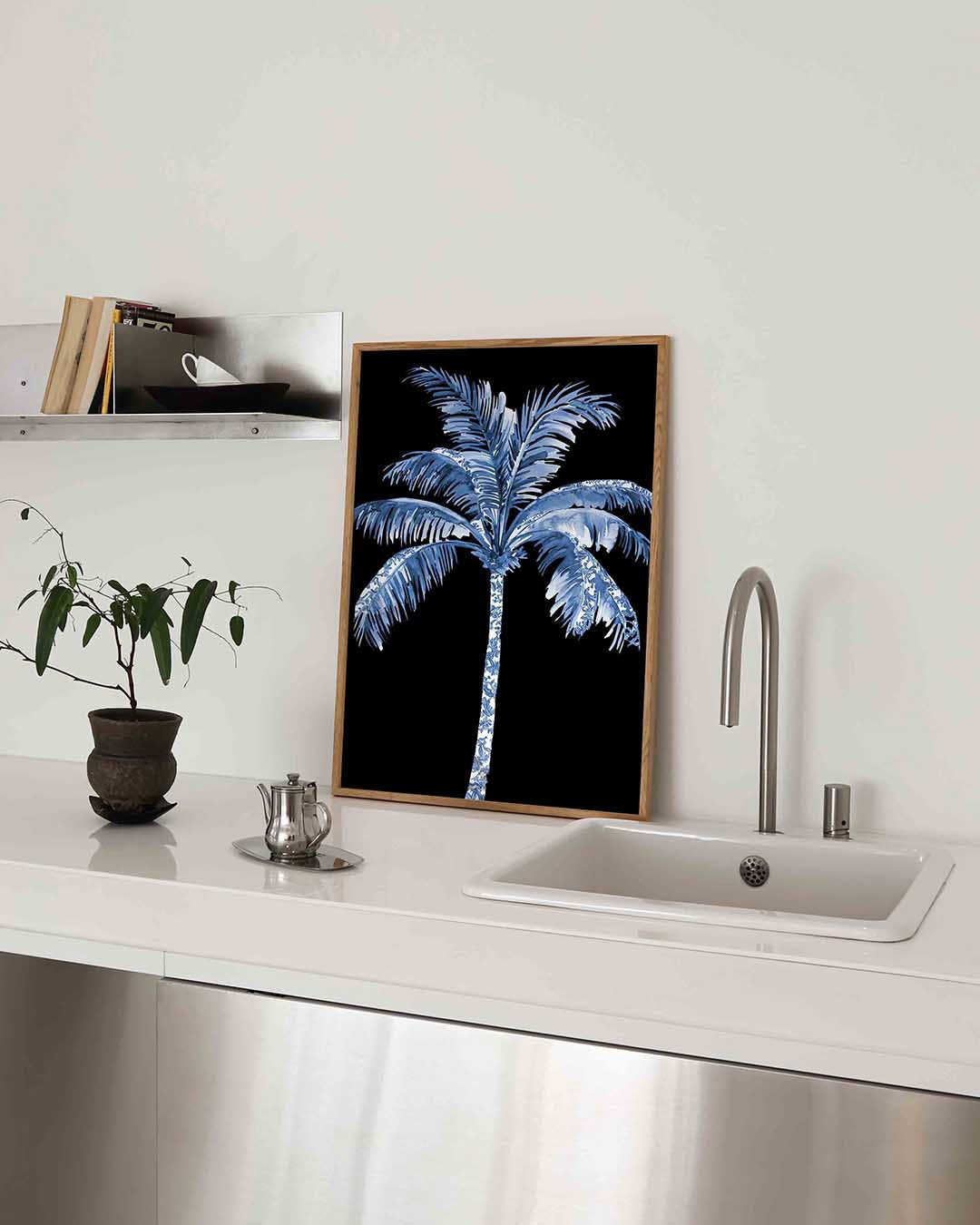 Blauwe palmboom Poster