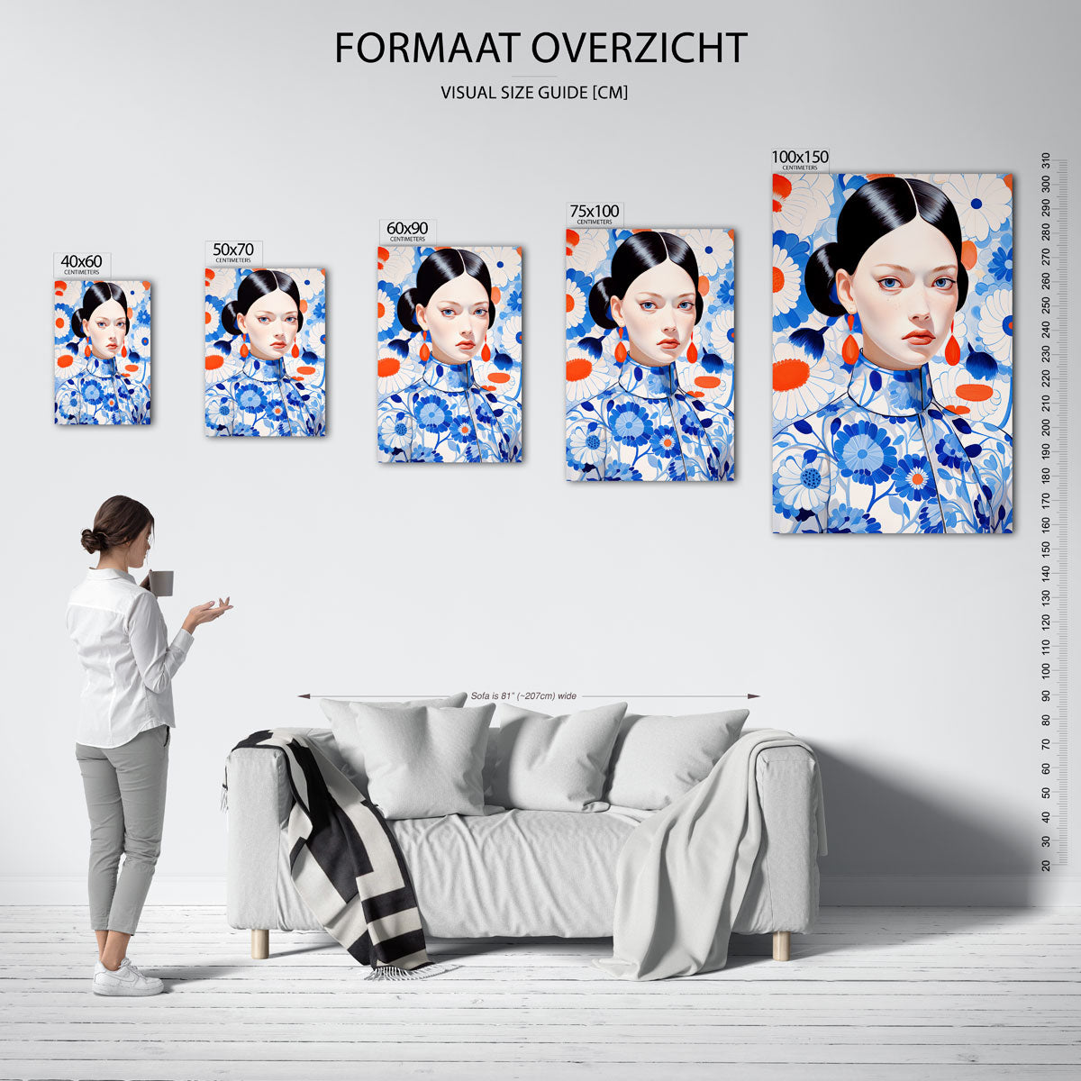 Vrouw met bloemenpatroon Kunstwerk