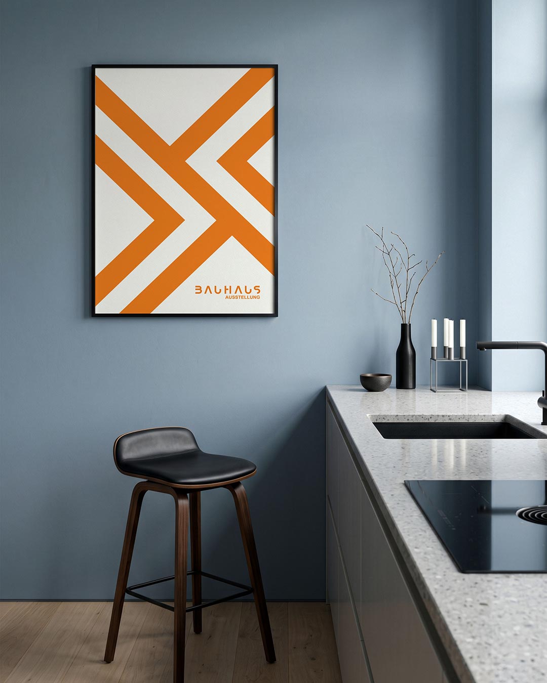 Oranje lijnenspel Poster