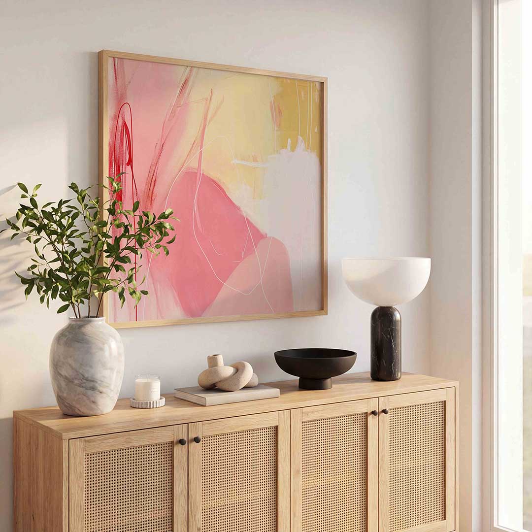 Abstracte roze en gele Poster