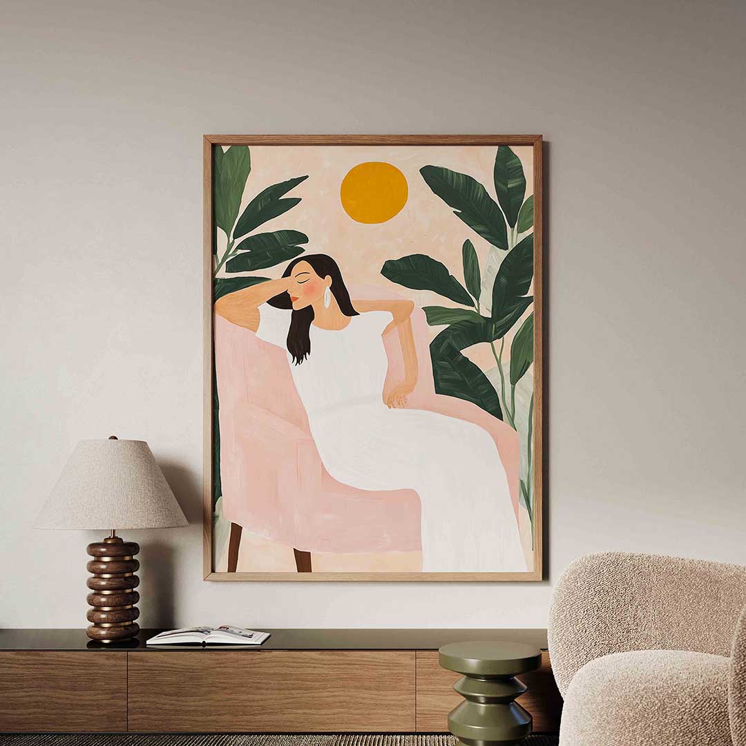 Vrouw in stoel Poster