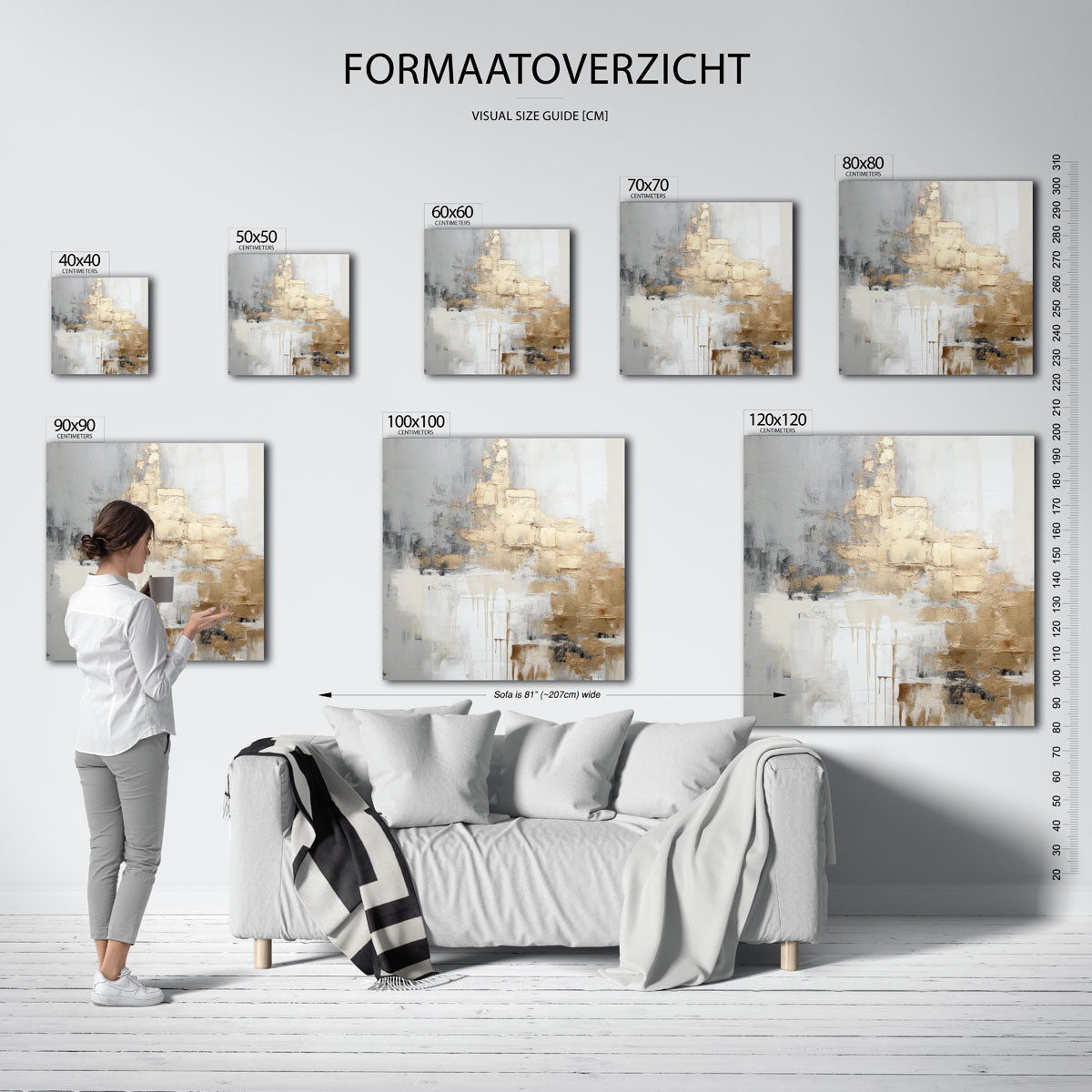 Abstracte gouden en grijze Poster