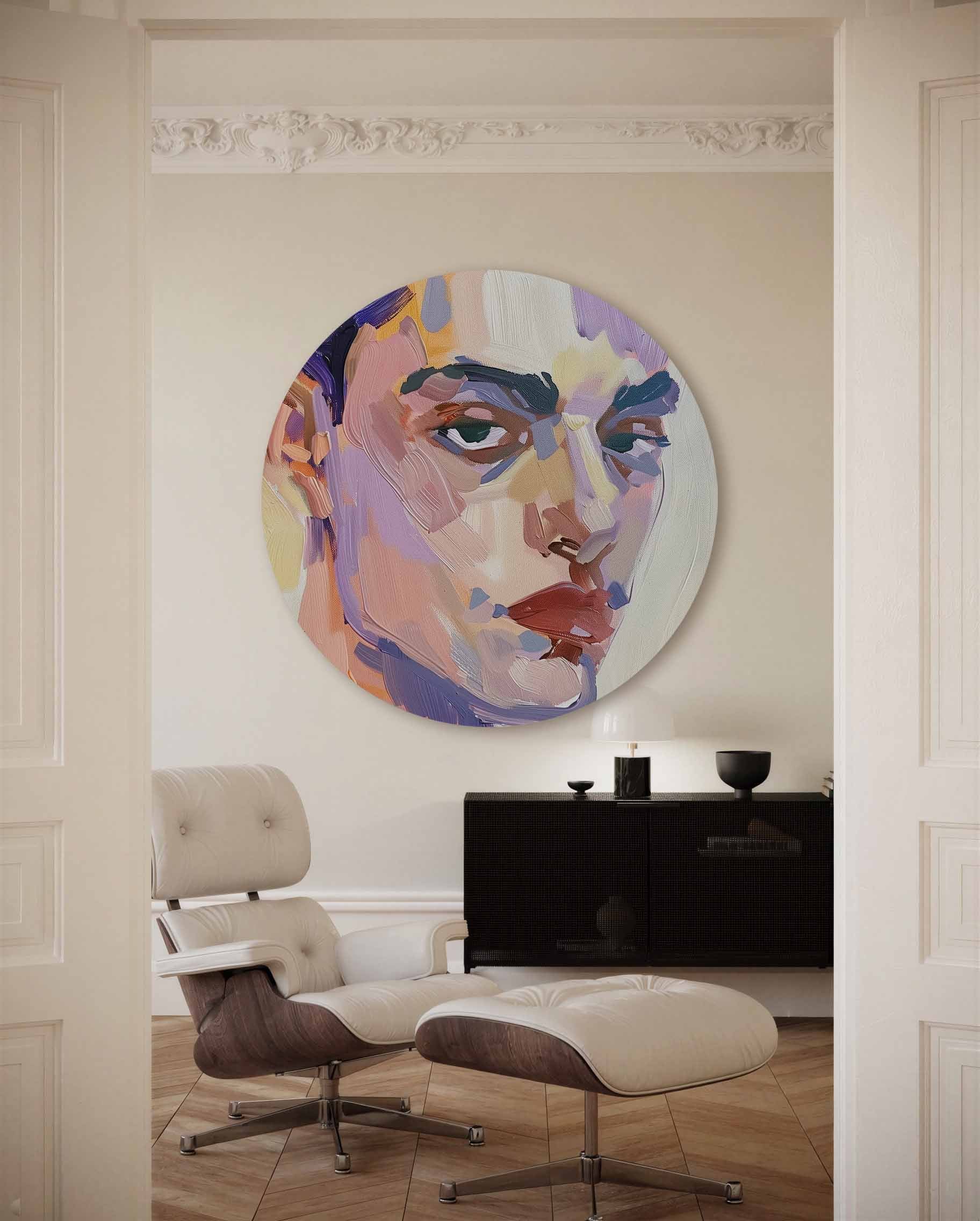 Portret in levendige kleuren Muurcirkel