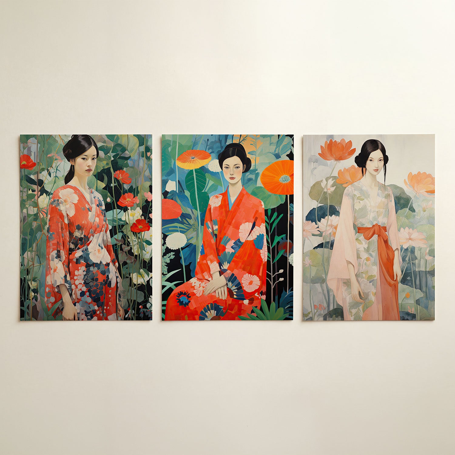 Bloemen en kimono Posterset