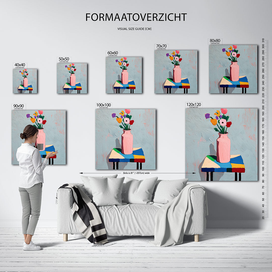 Kleurrijke bloemenvaas Kunstwerk