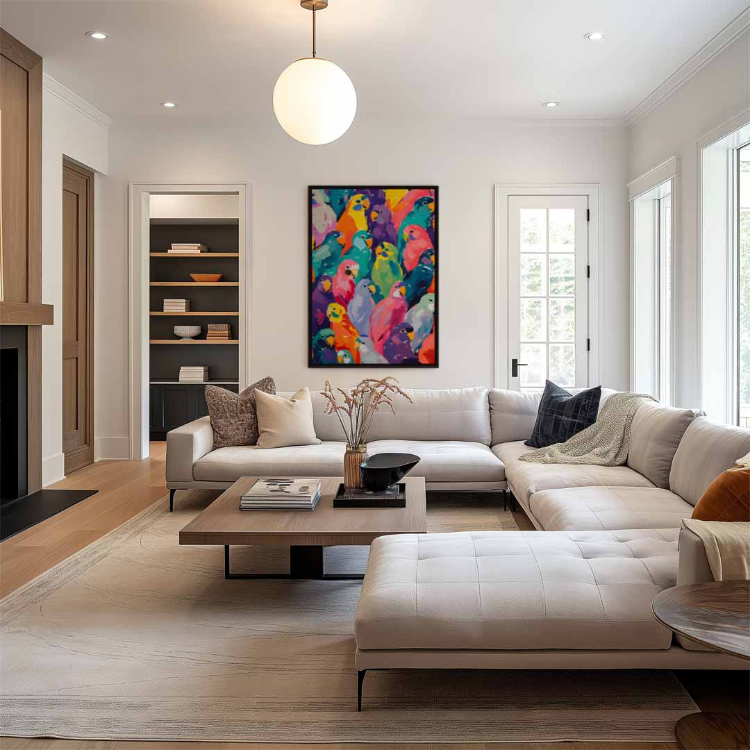 Kleurrijke Papegaaienpracht Kunstwerk-canvas-dibond-plexiglas-wanddecoratie-WallArtistic