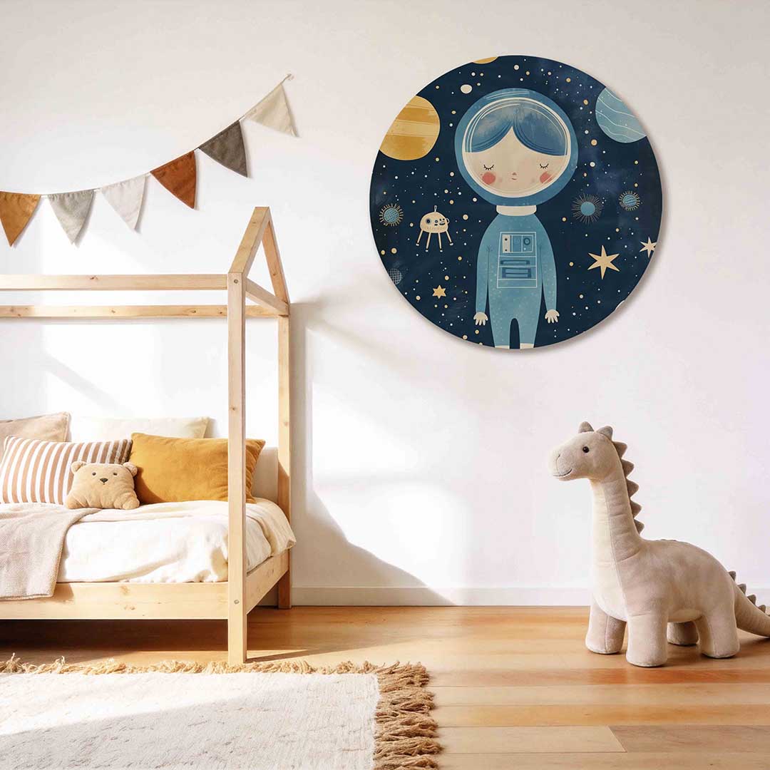Astronaut en planeten Muurcirkel