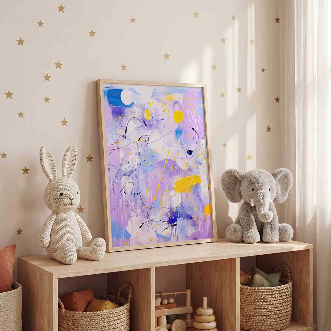 Abstracte paarse en gele Poster