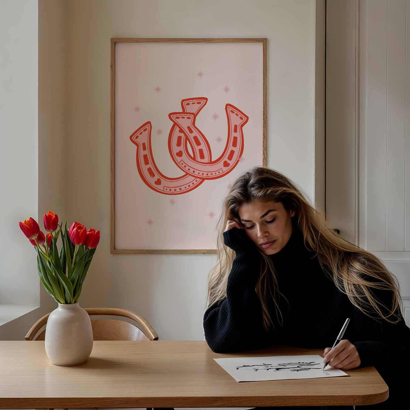 Stijlvolle Roze Hoefijzers Poster-WallArtistic