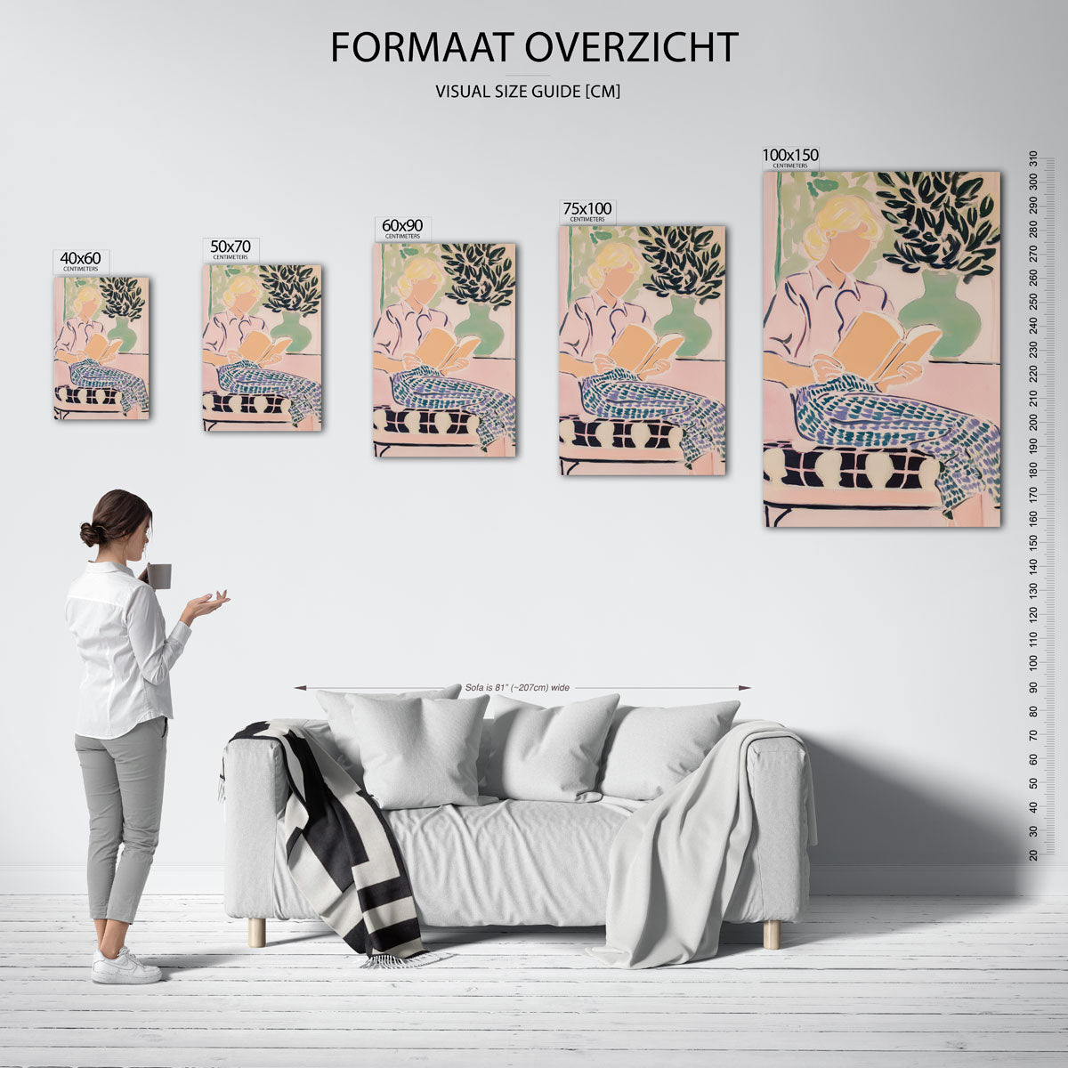 Vrouw met boek Kunstwerk