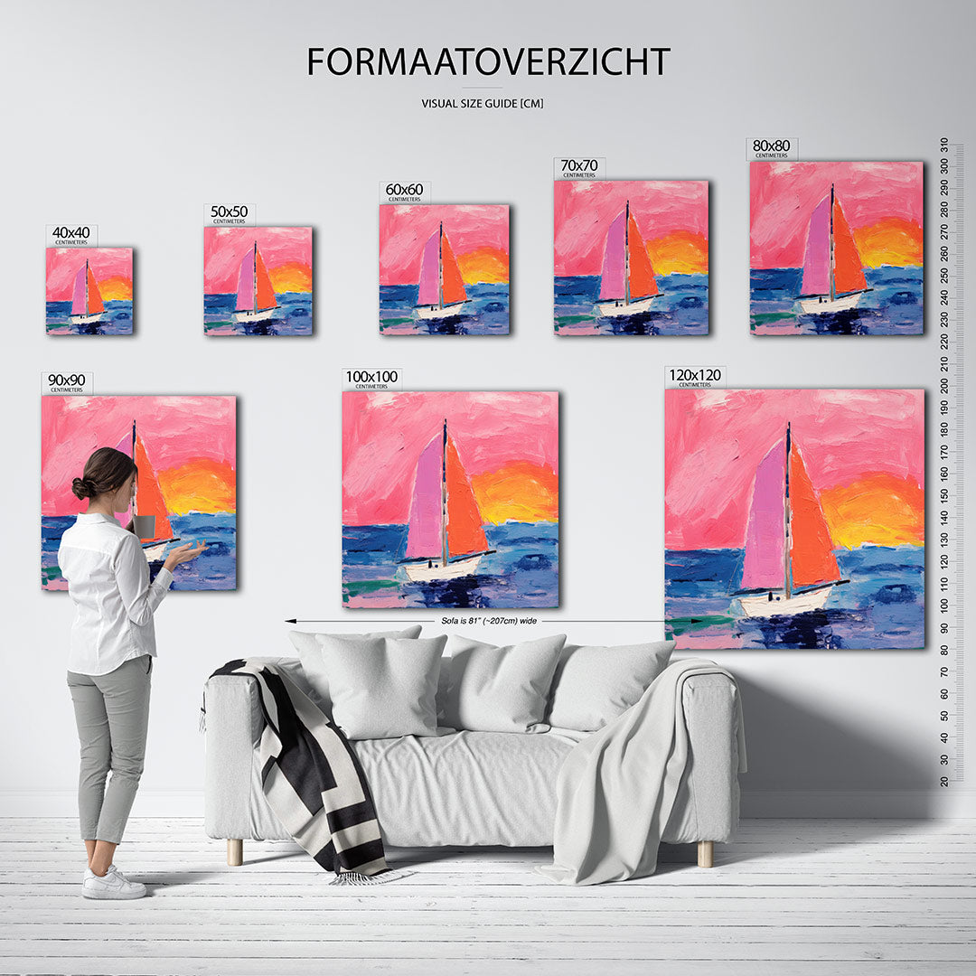 Vrolijk zeilboottafereel Kunstwerk