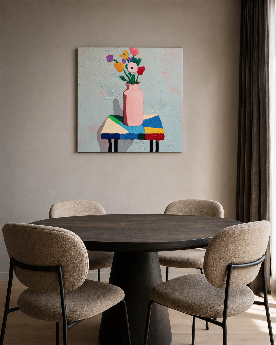 Kleurrijke bloemenvaas Kunstwerk