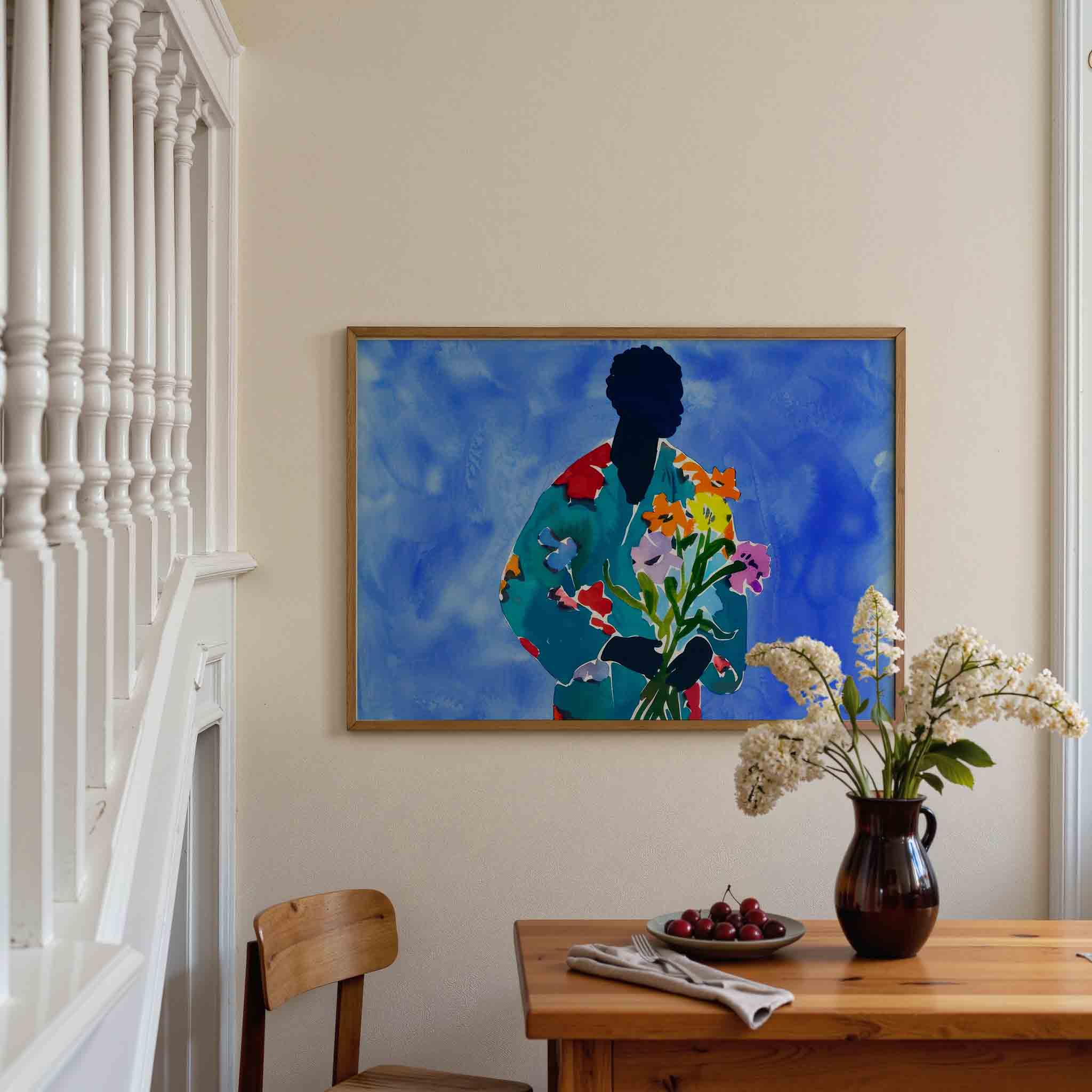 Figuur met bloemen Poster
