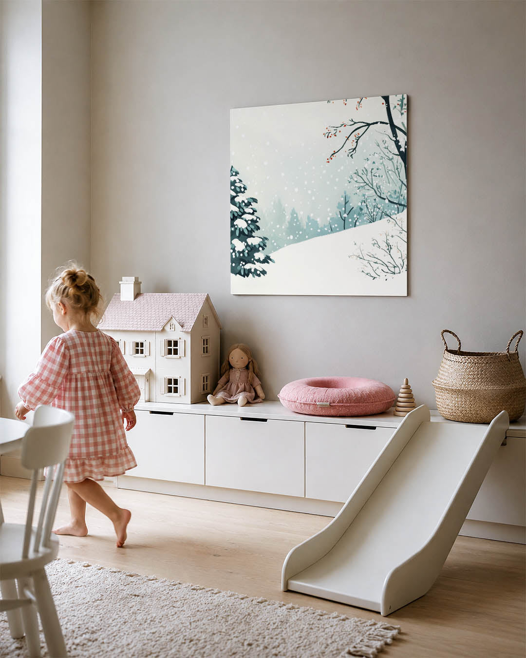 Winterlandschap met sneeuw Kunstwerk