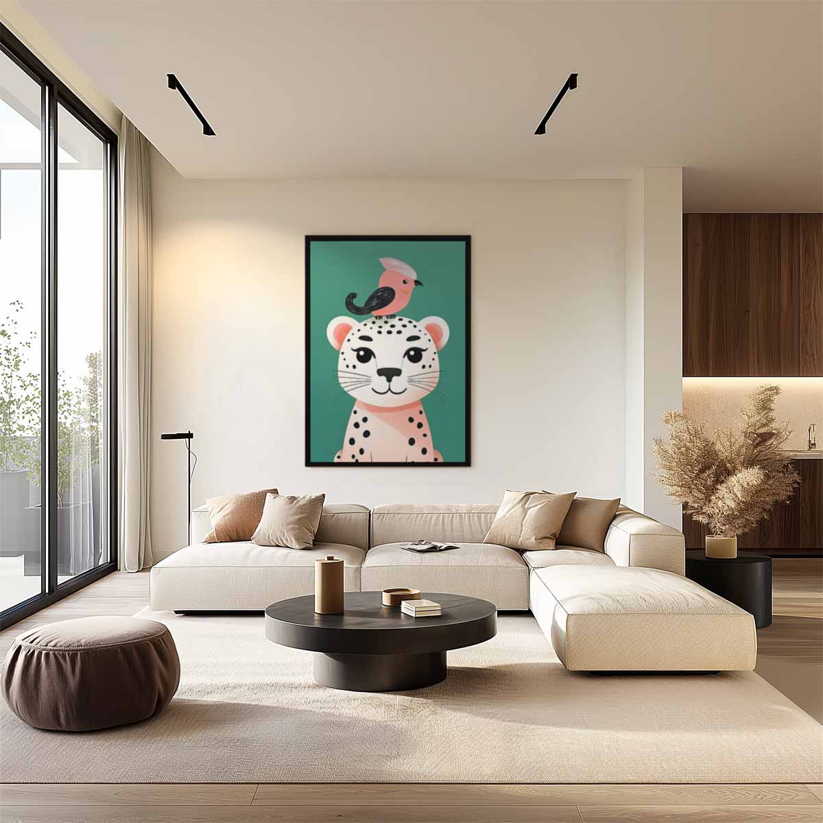 Vrolijke Vrienden Dierenschilderij Kunstwerk-canvas-dibond-plexiglas-wanddecoratie-WallArtistic