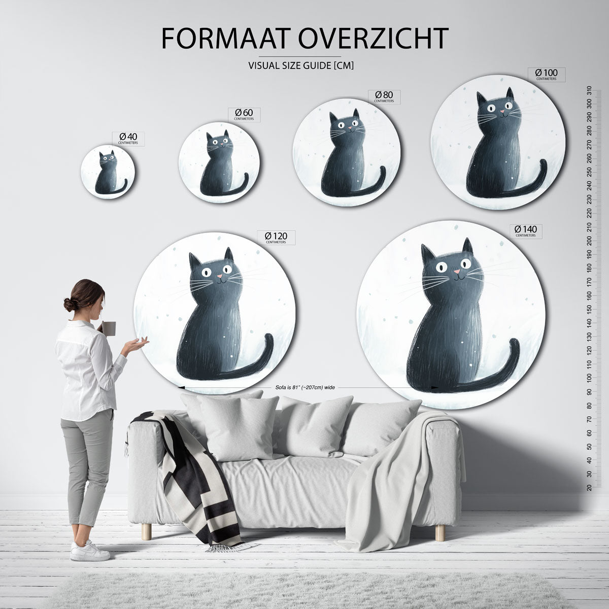 Zwarte kat Muurcirkel