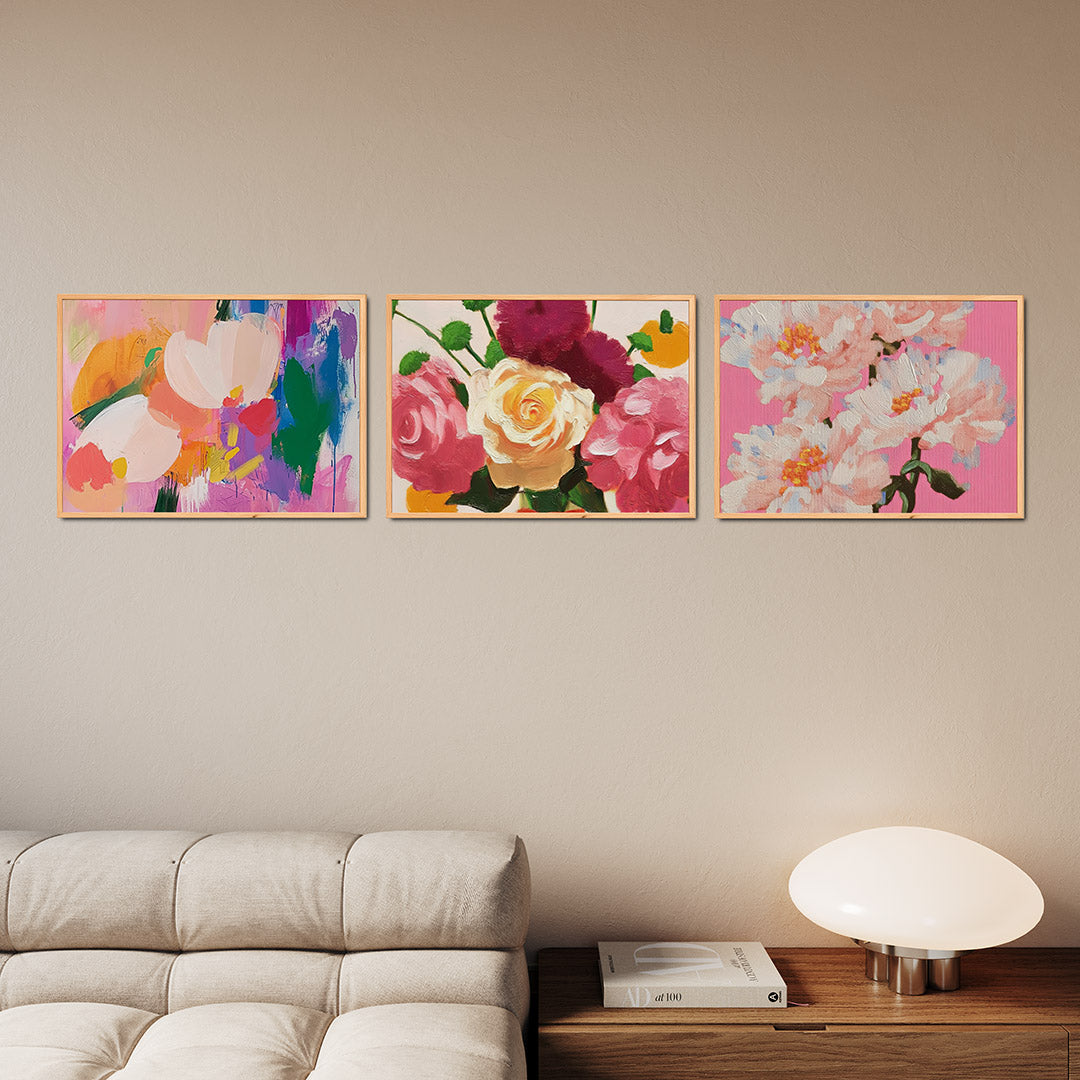 Kleurrijke bloemenvormen Posterset