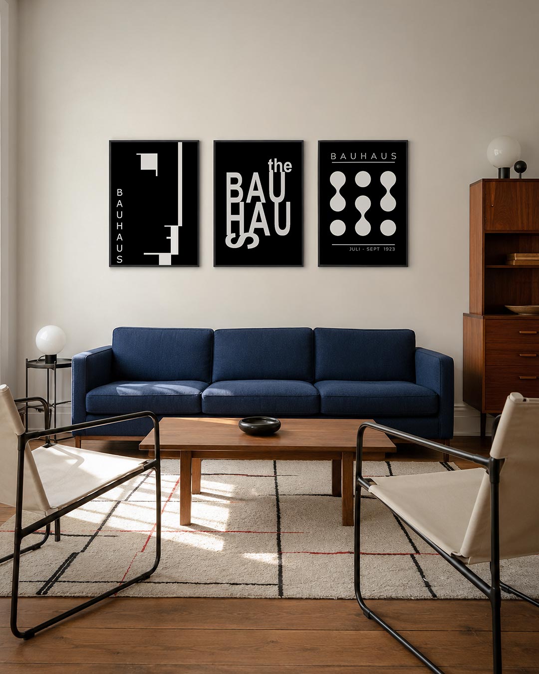 Zwart wit lijnenspel Posterset