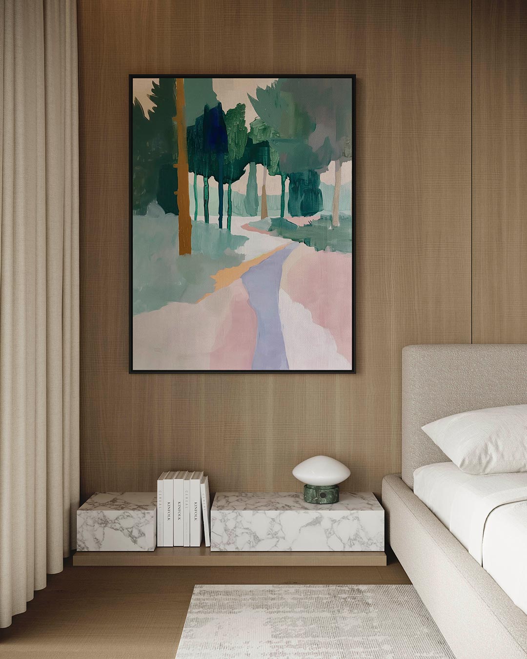 Vloeiende boslandschap Kunstwerk