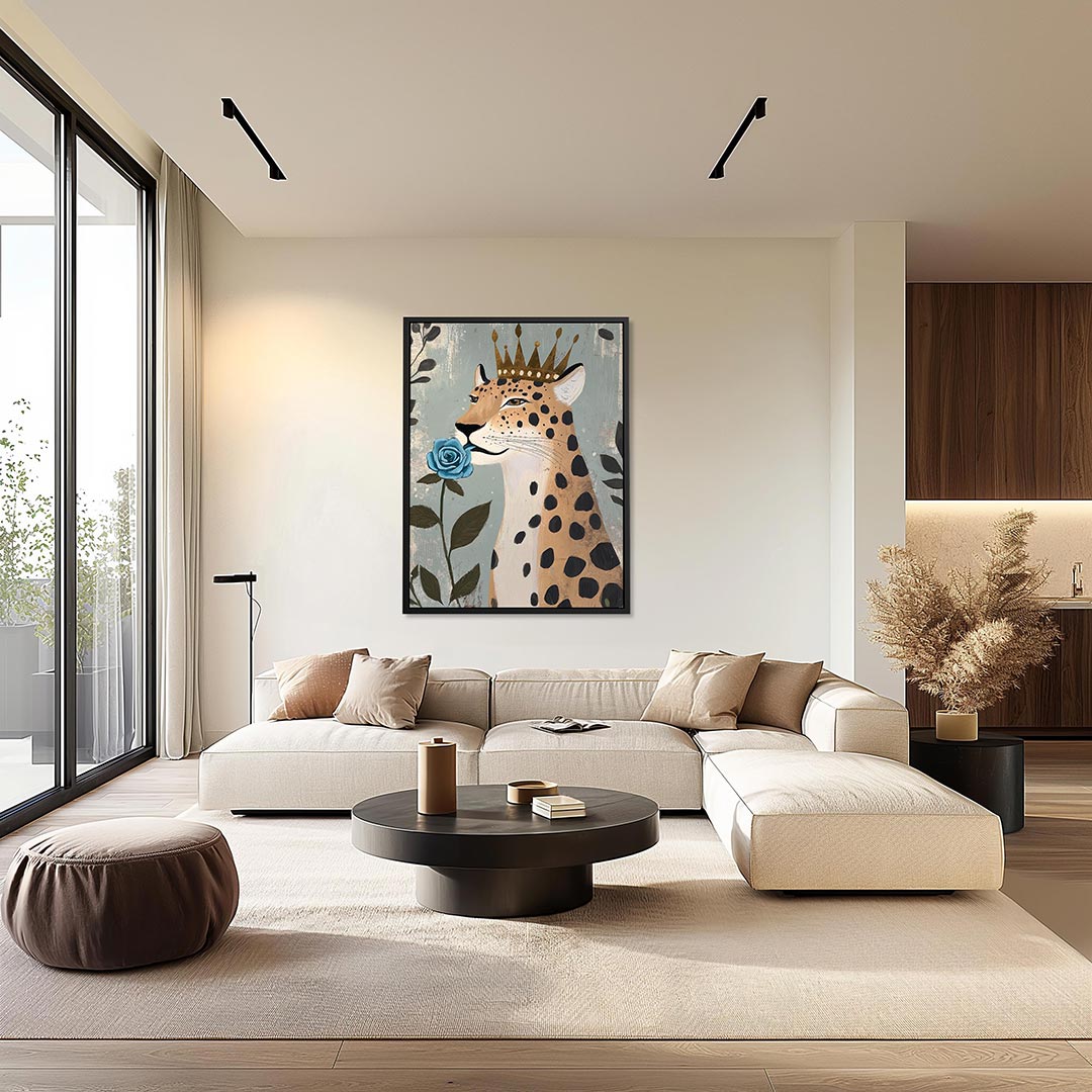 Kroonluipaard met roos Kunstwerk
