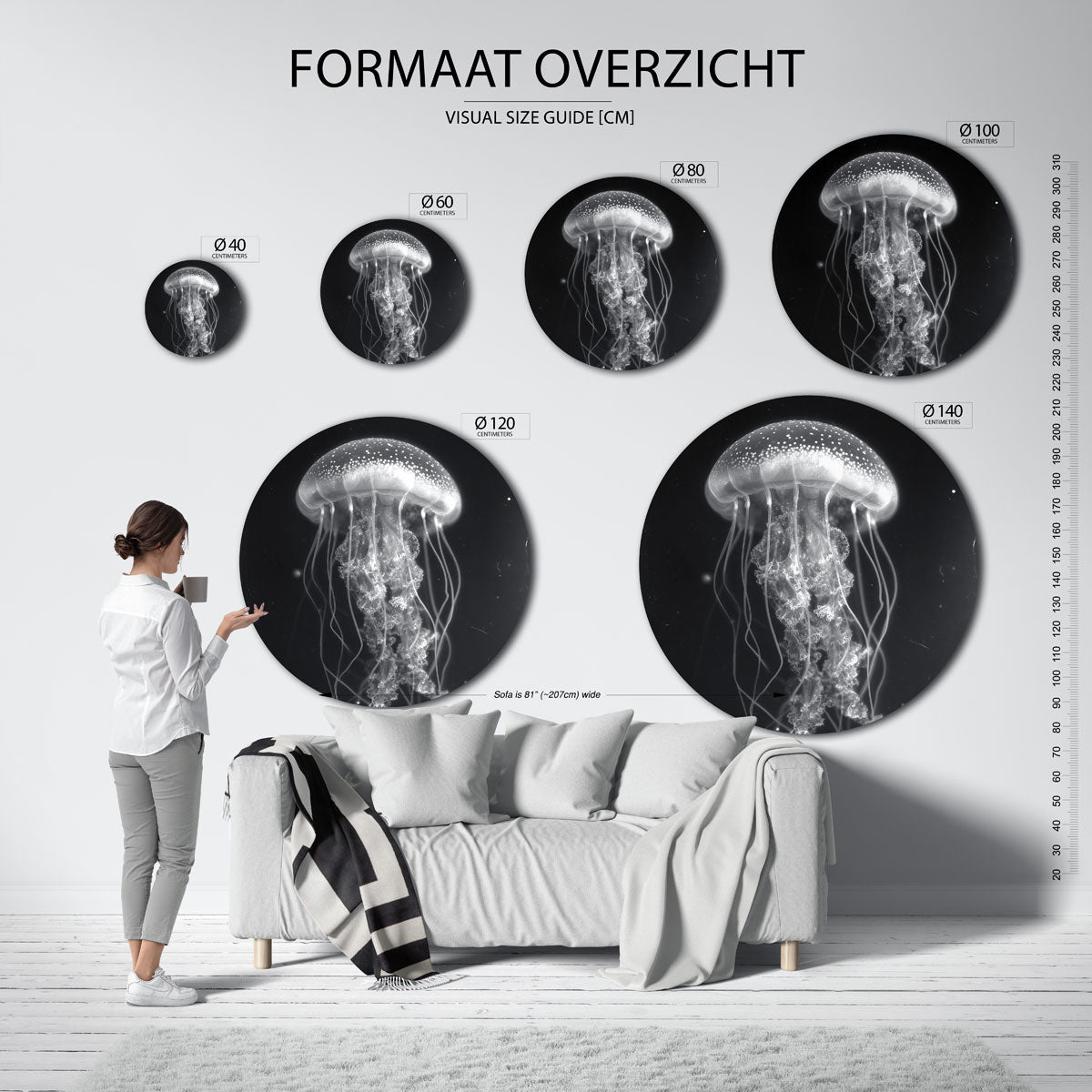 Kwallen zwart wit Muurcirkel