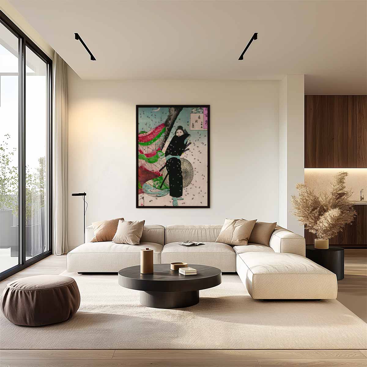 Samurai en Bloesem in de Lente Kunstwerk-canvas-dibond-plexiglas-wanddecoratie-WallArtistic