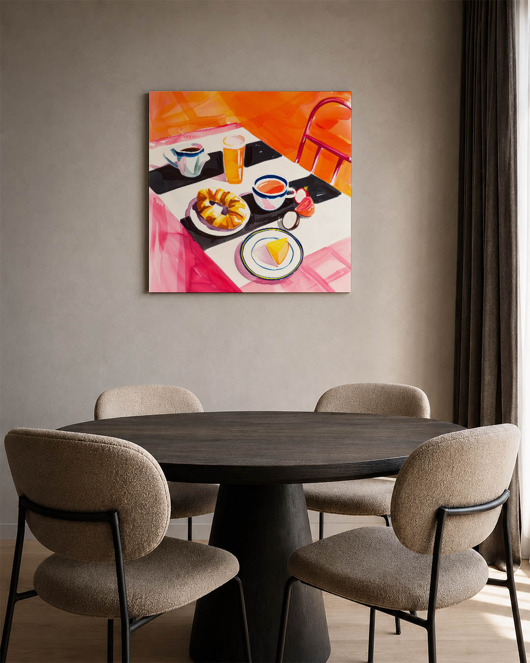 Kleurrijk ontbijt tafereel Kunstwerk