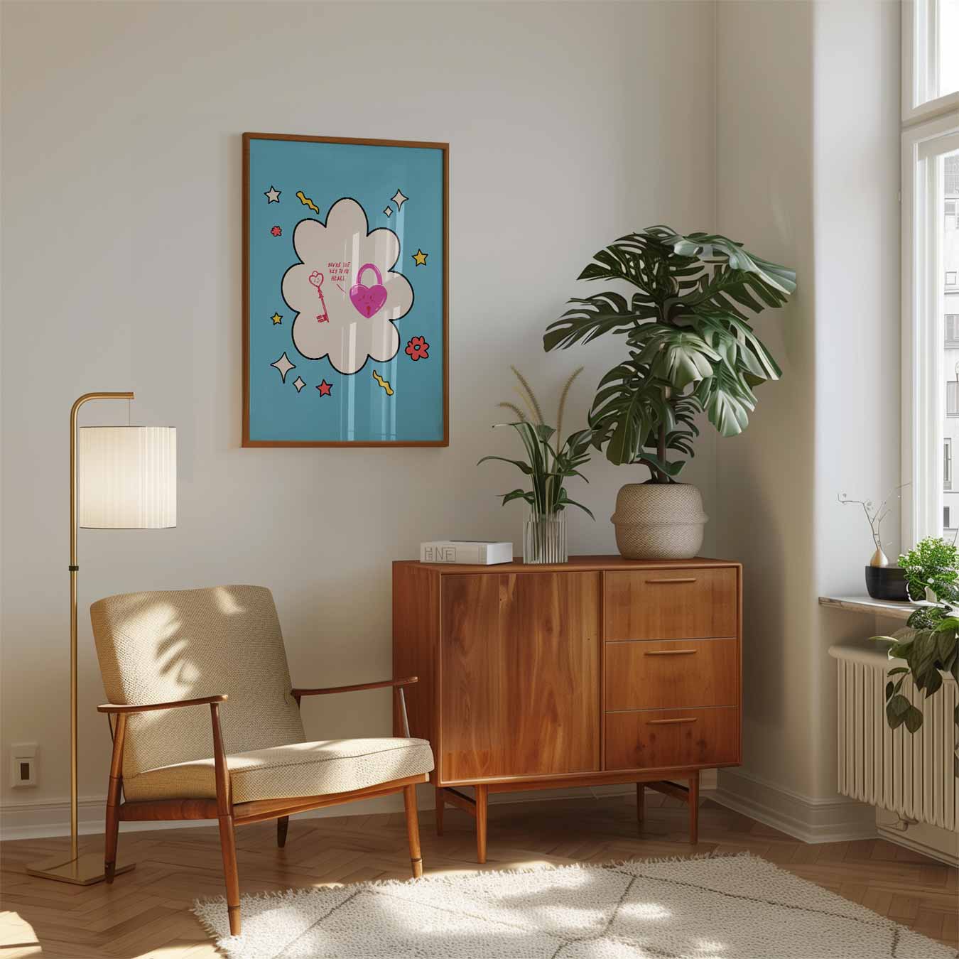Vrolijke Sleutel en Slot Liefdesposter-WallArtistic