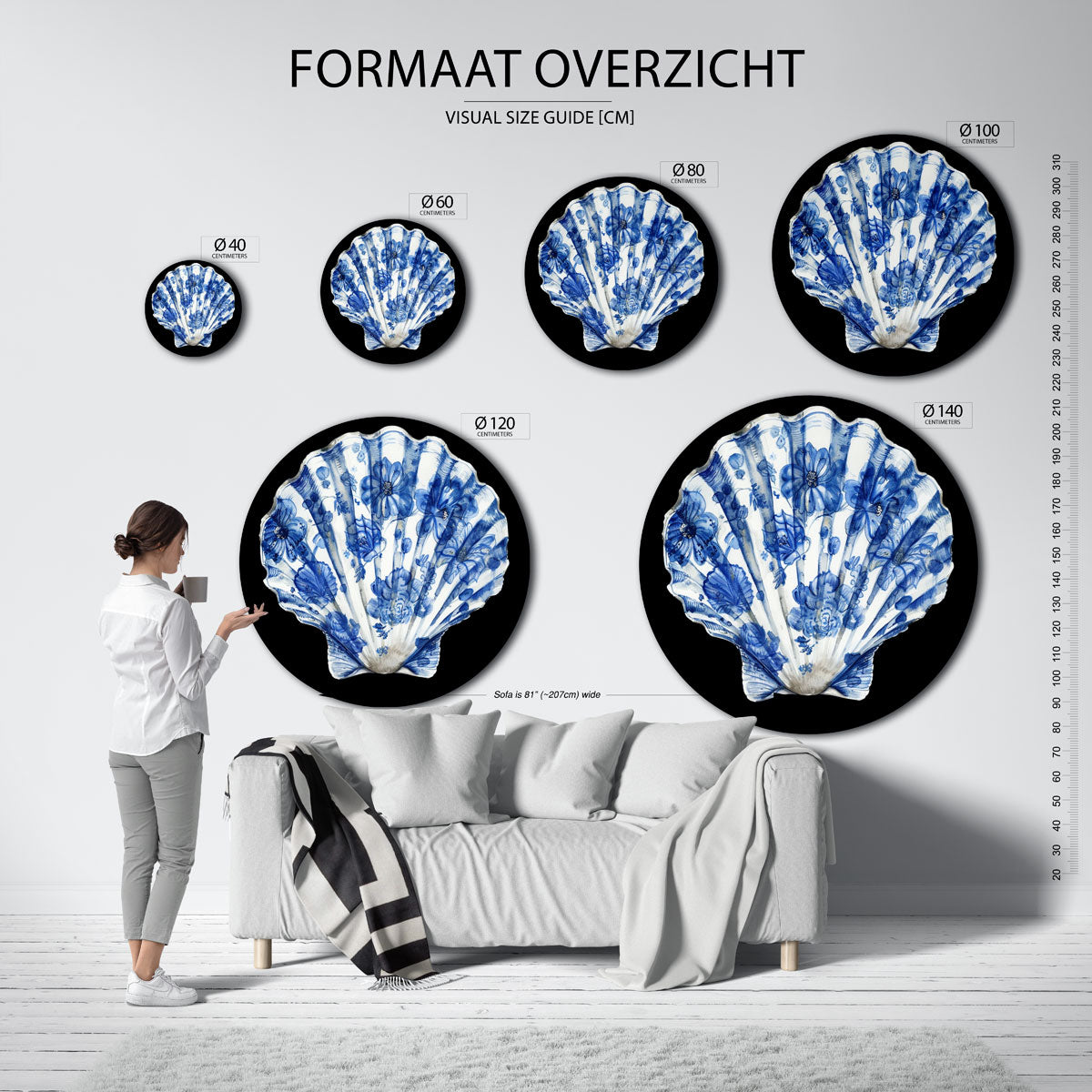 Blauwe schelp Muurcirkel