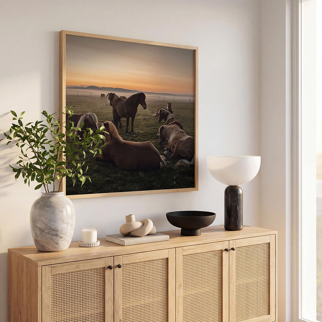 Rustige paardenweide Poster
