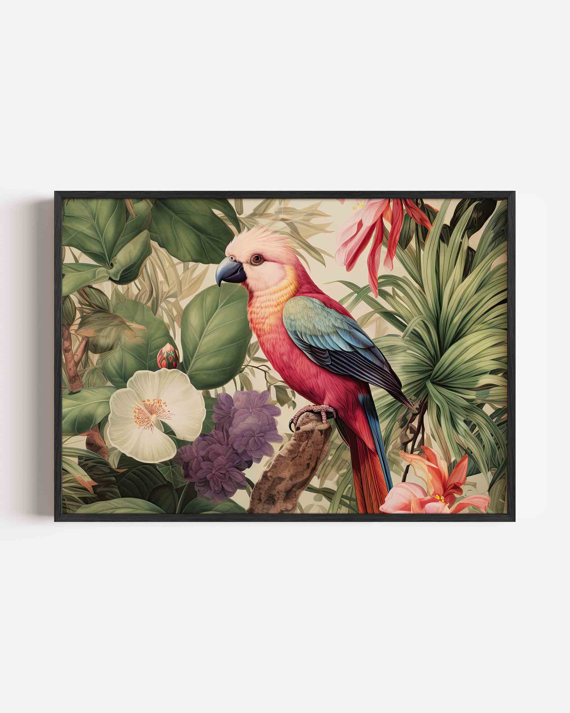 Papegaai en bloemen Poster