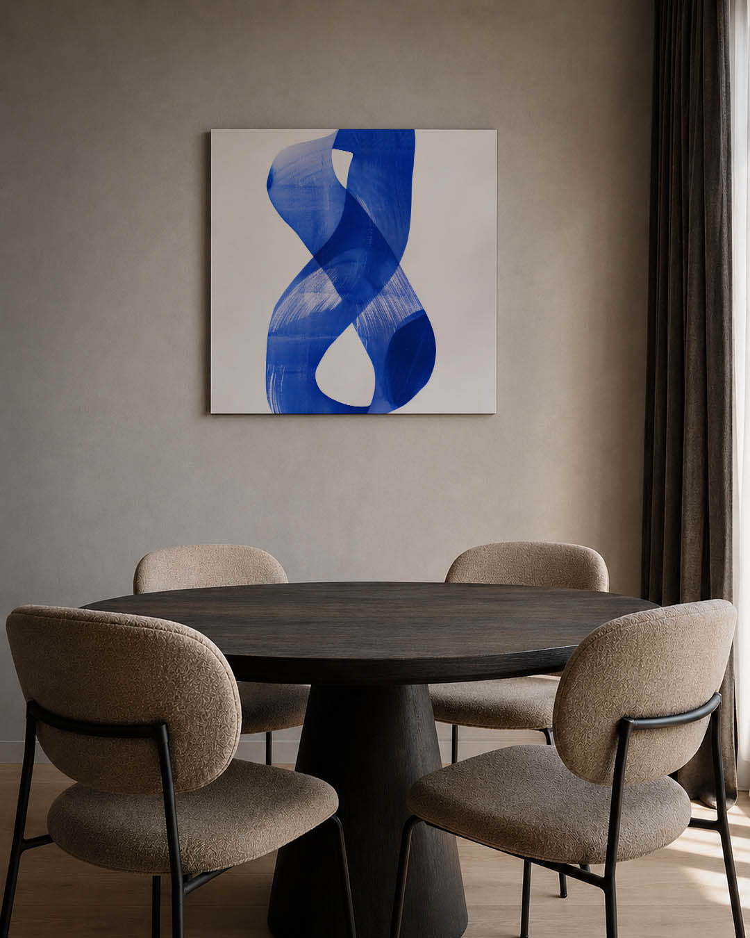 Dynamische blauwe vormen Kunstwerk