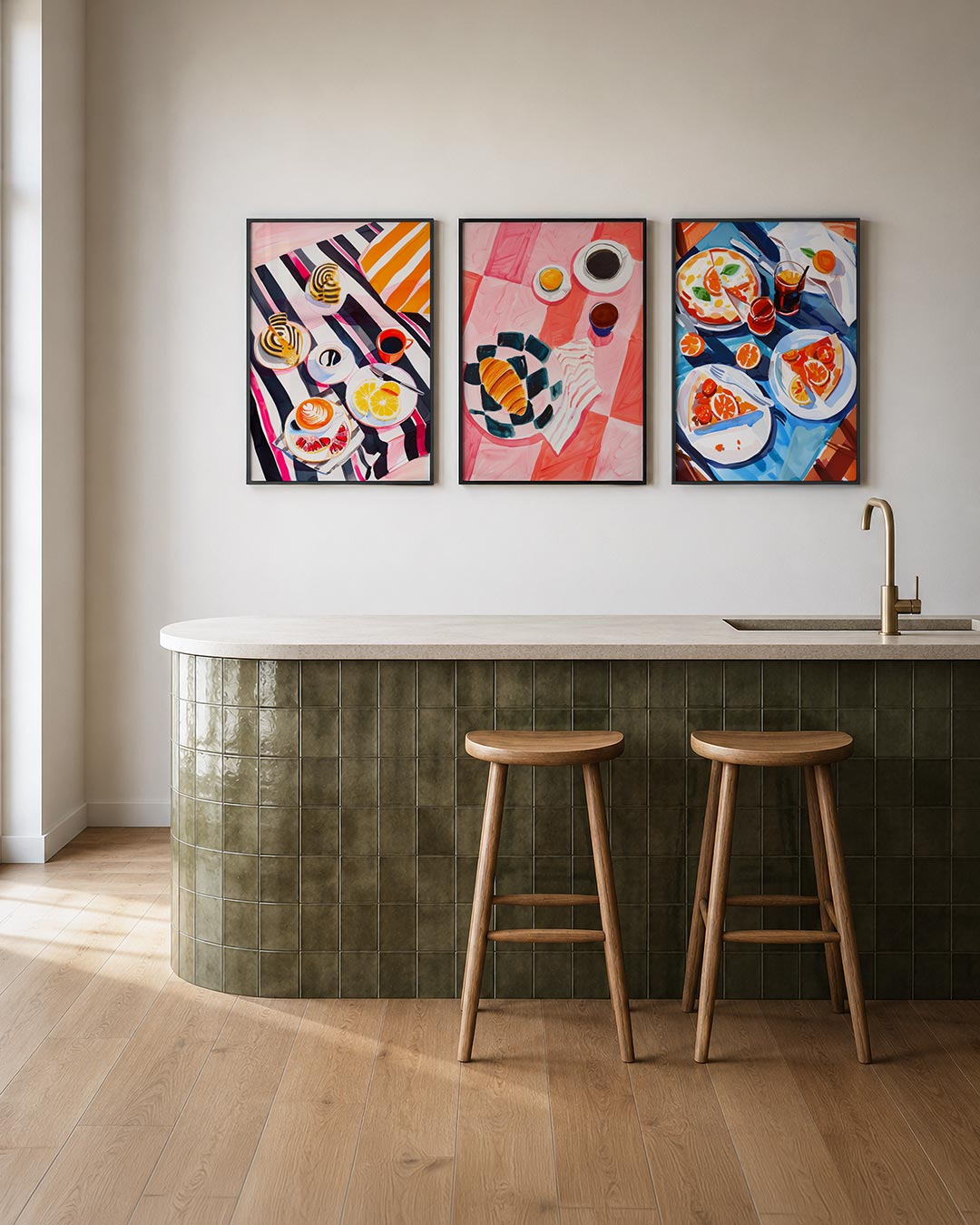 Kleurrijke ontbijtscène Posterset