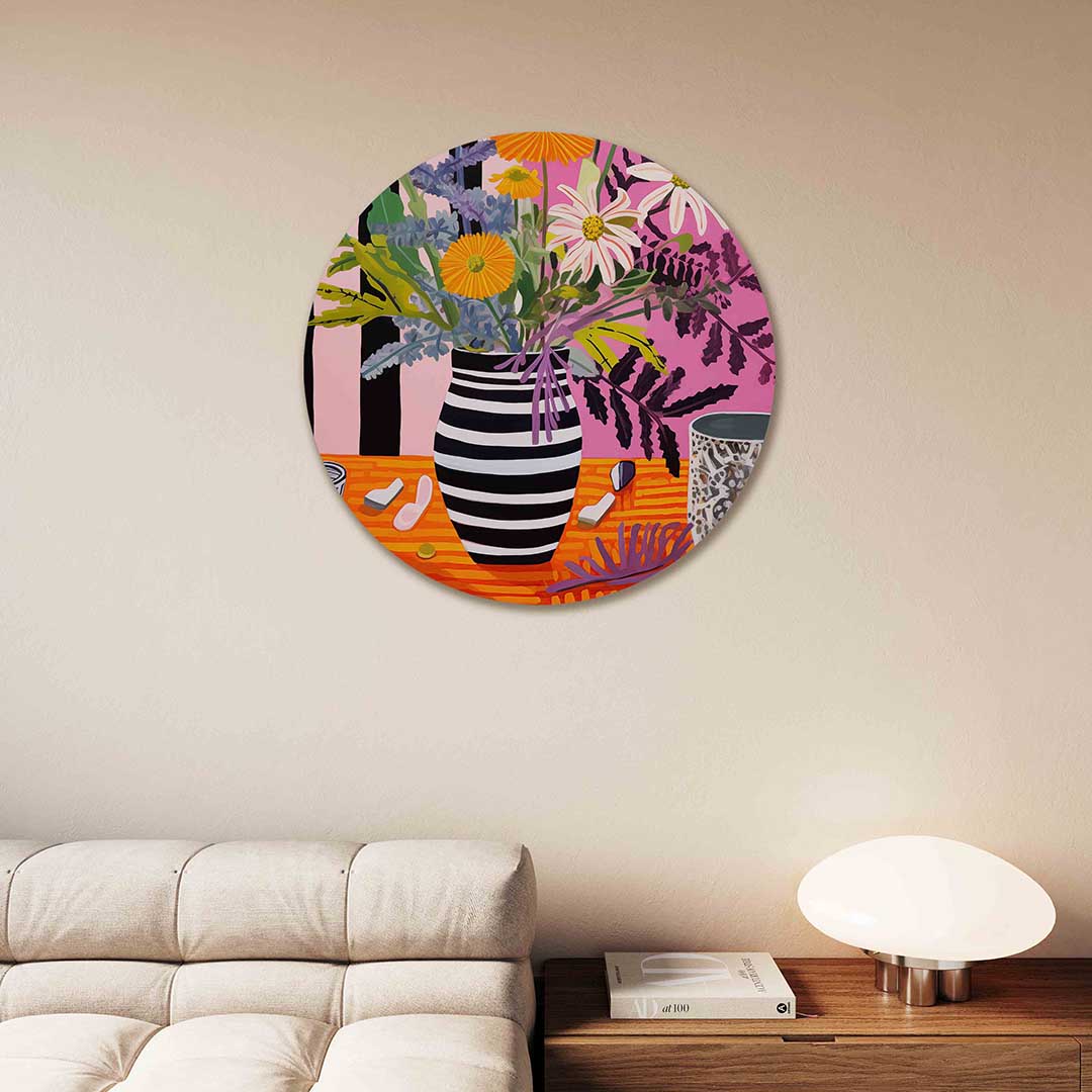 Bloemen in vaas Muurcirkel