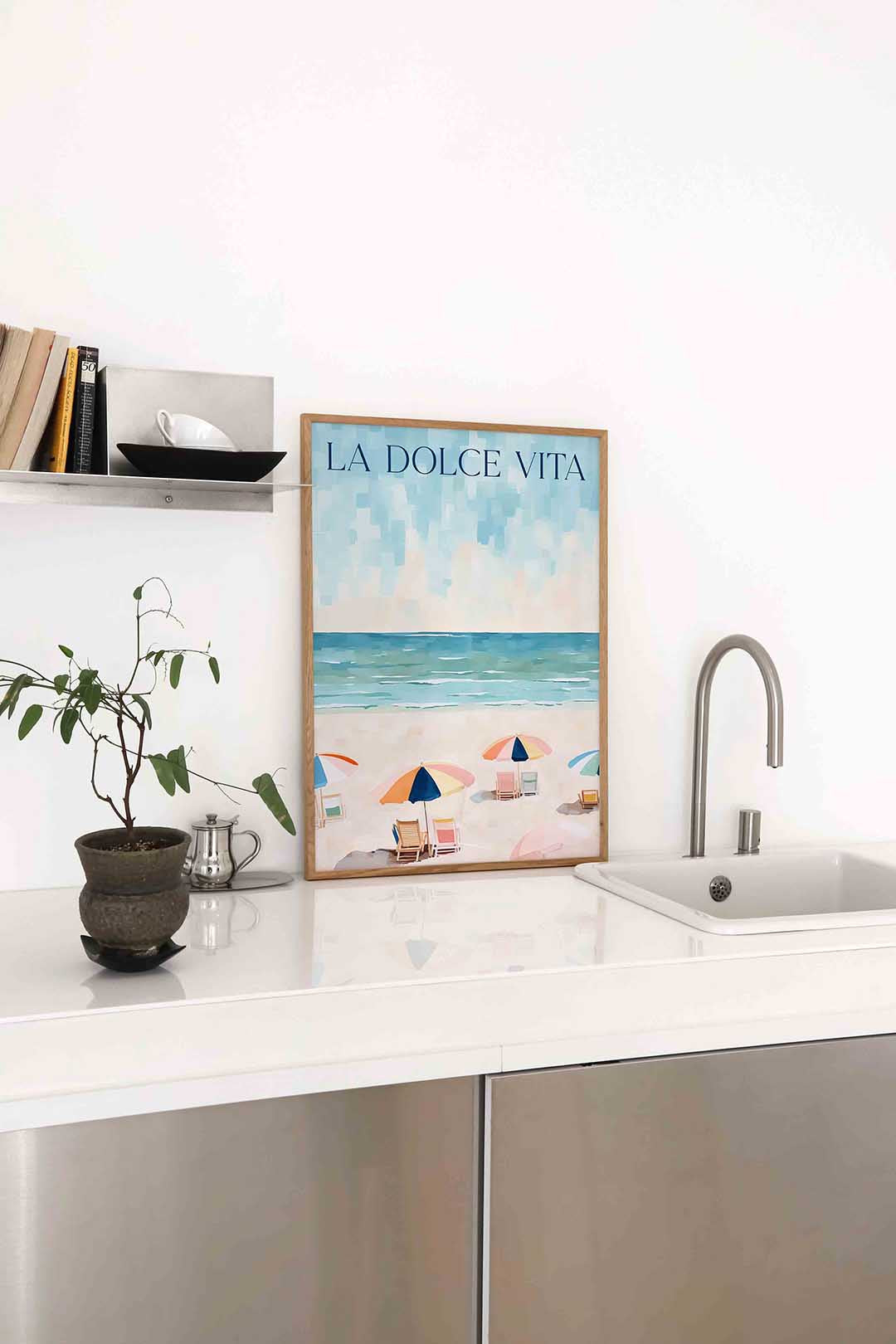 Strandstoelen en parasols Poster