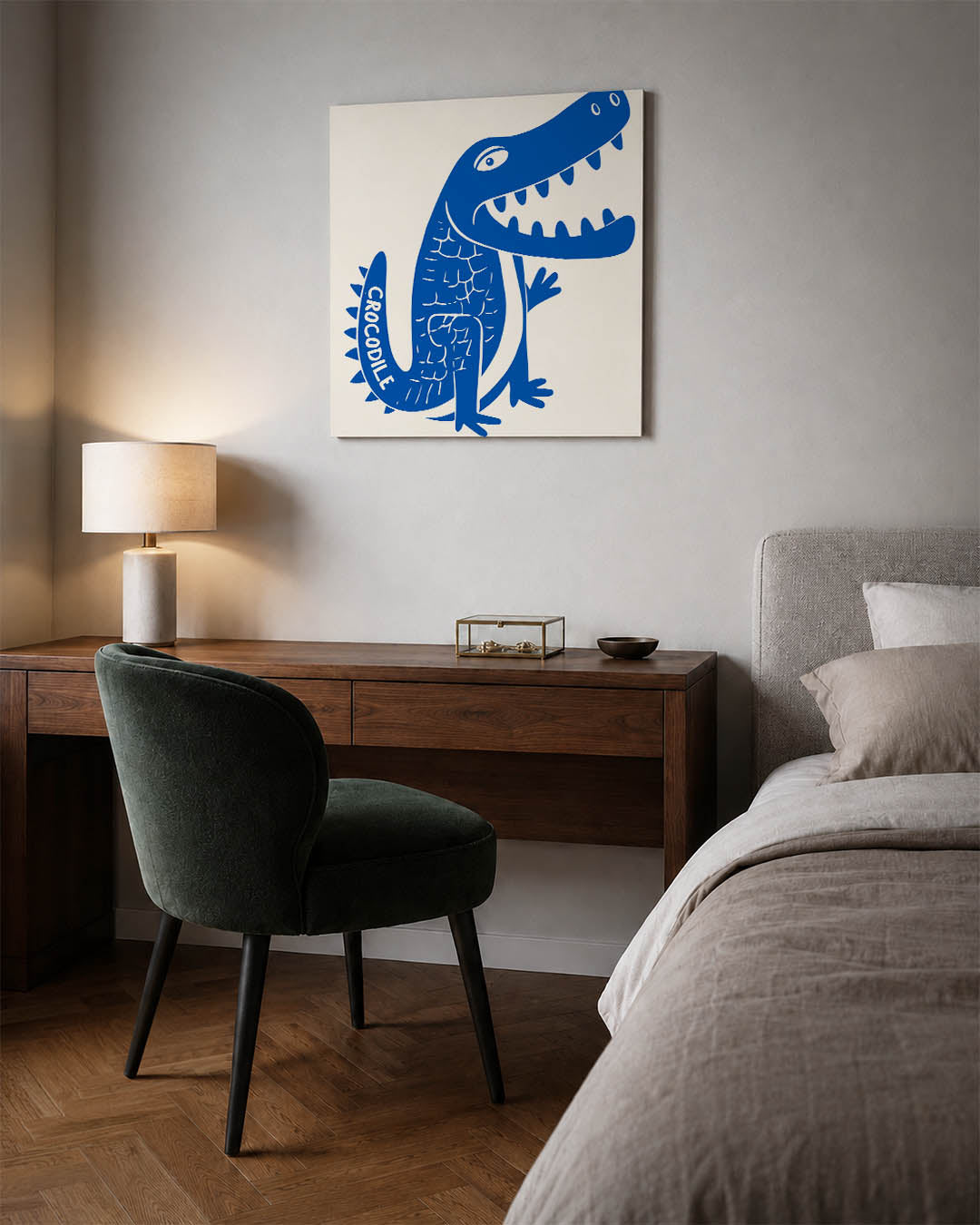 Speelse krokodil illustratie Kunstwerk