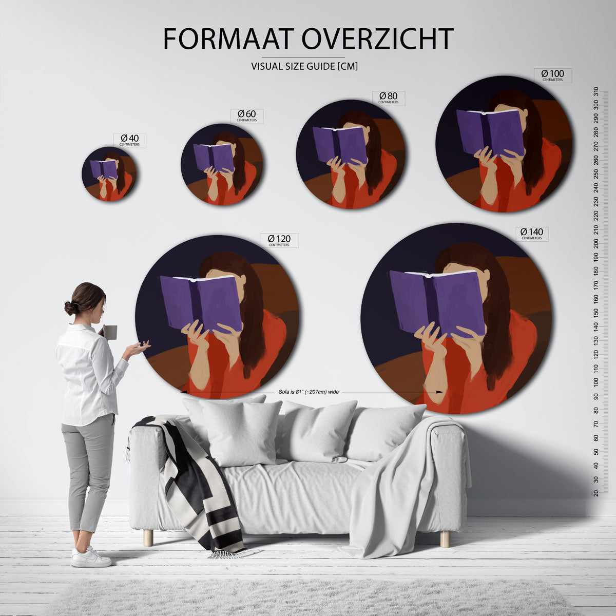 Lezende vrouw Muurcirkel