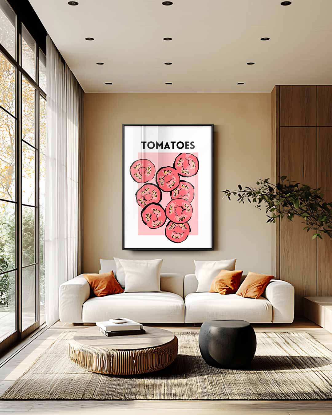Speelse Tomaten Print Kunstwerk-canvas-dibond-plexiglas-wanddecoratie-WallArtistic