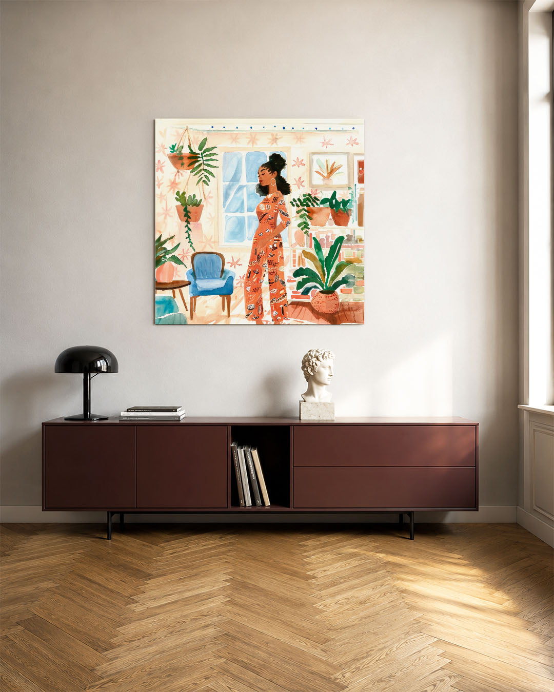 Vrouw in interieur Kunstwerk