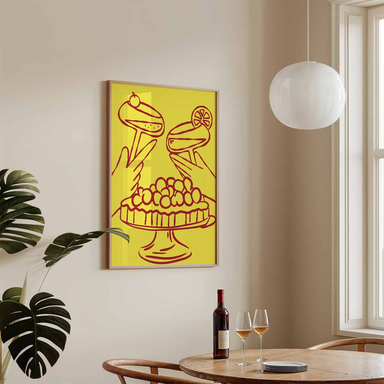 Feestelijke Cocktail & Taart Illustratie Poster-WallArtistic