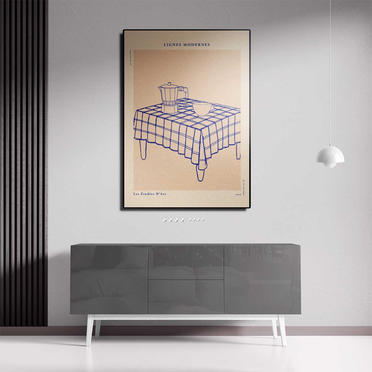 Moderne Lijnen Ontbijt Tafereel Kunstwerk-canvas-dibond-plexiglas-wanddecoratie-WallArtistic