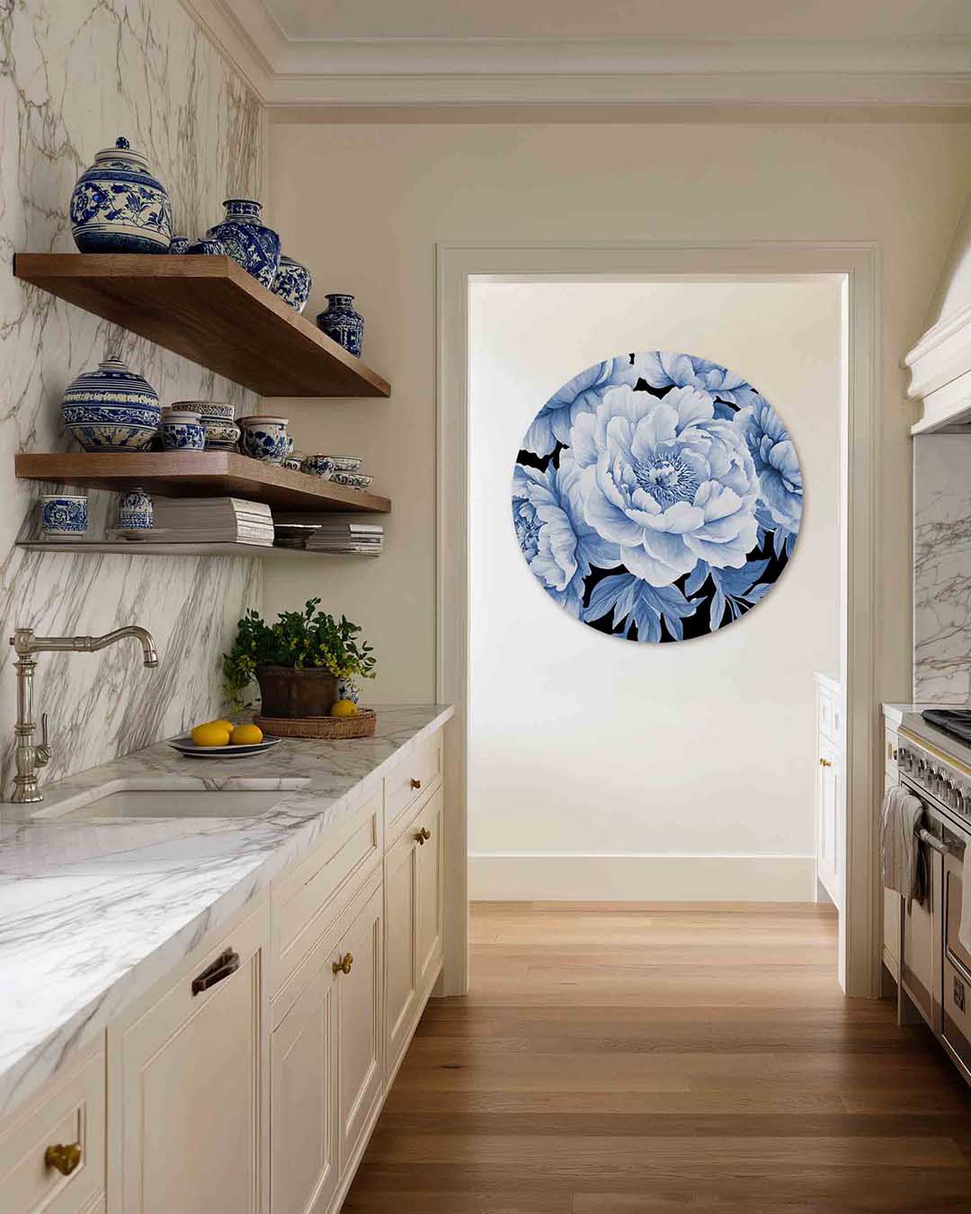Blauwe bloemen Muurcirkel
