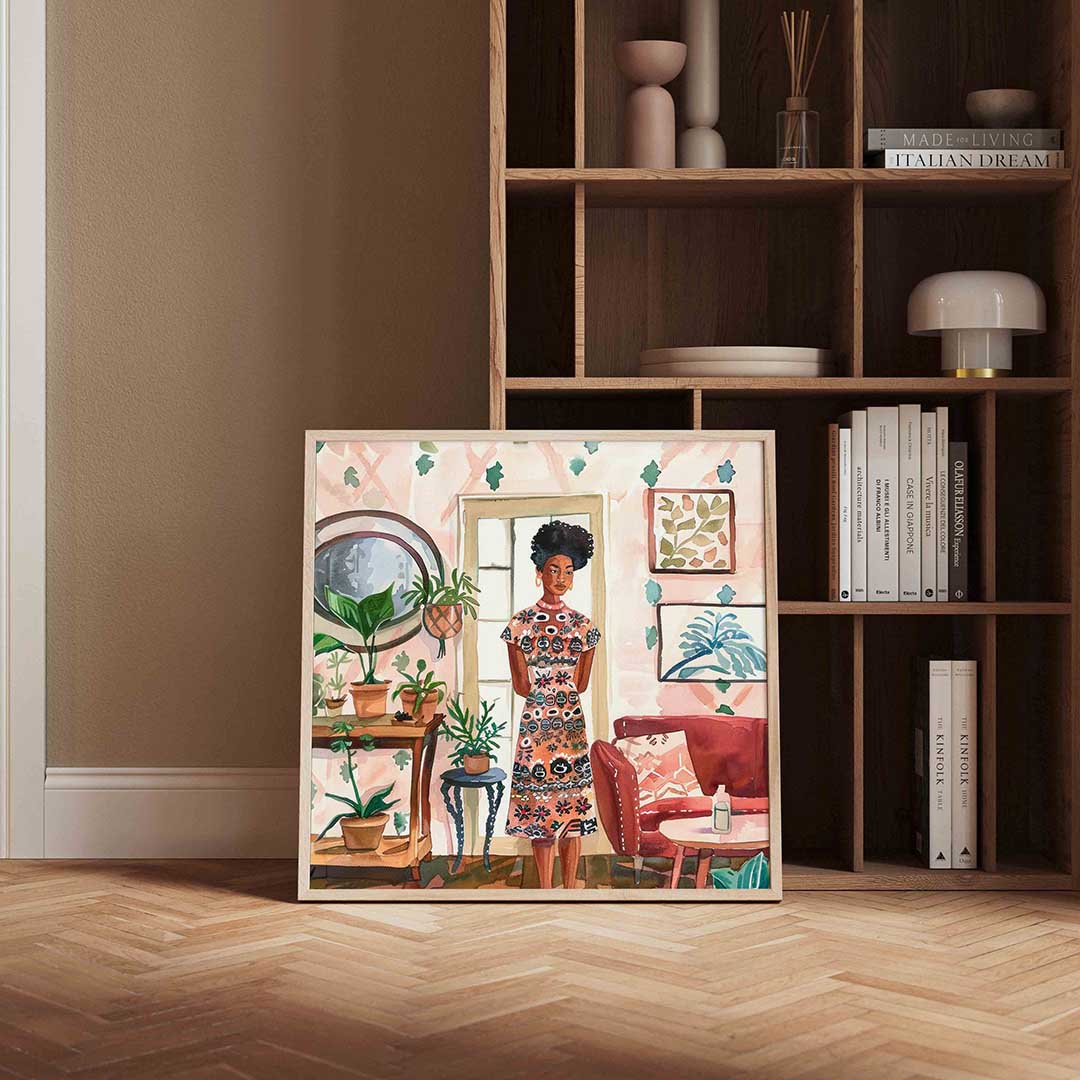 Vrouw in interieur Poster