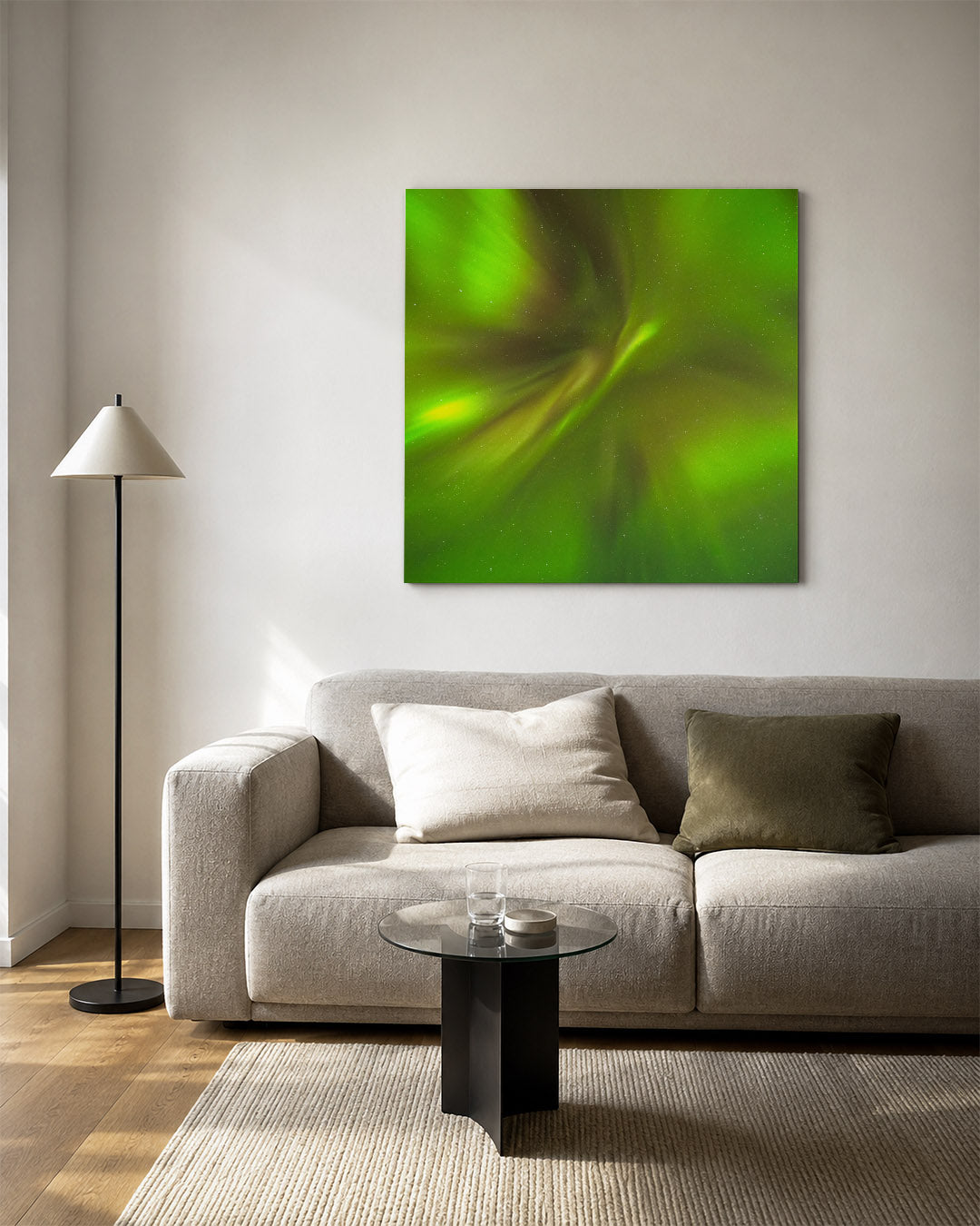 Groene lichtslierten Kunstwerk