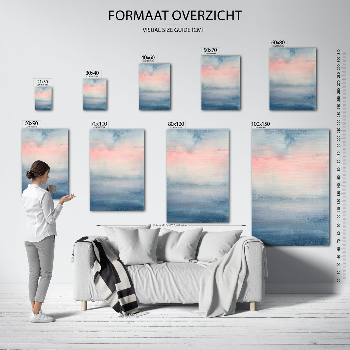 Blauw en roze abstracte Poster